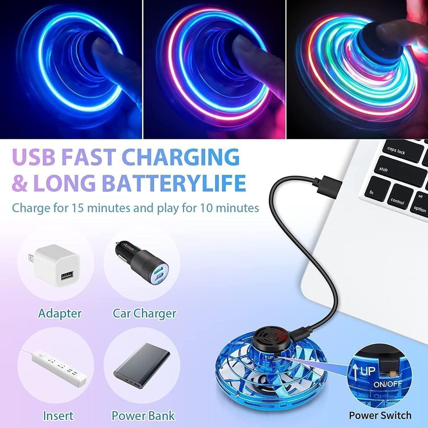 Magic Flying Orb Spinner – LED Hover Ball Toy for Kids (Assorted Colors)