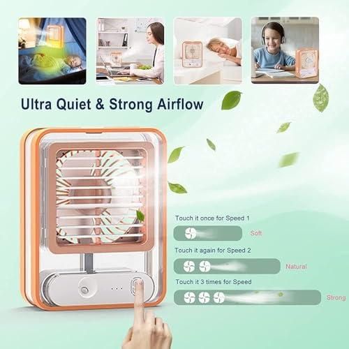 Mini USB Rechargeable Mist Fan – Battery Operated Cooling with Water Spray for Instant Relief